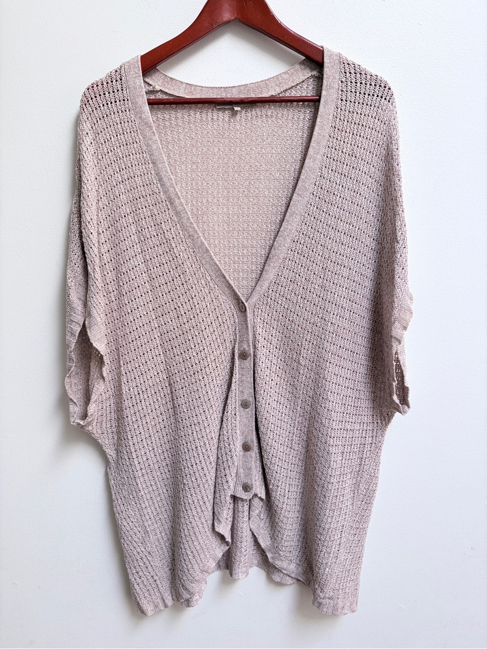 RW&CO Crochet Women's Cardigan Sweater Over-shirt Light Beige XL